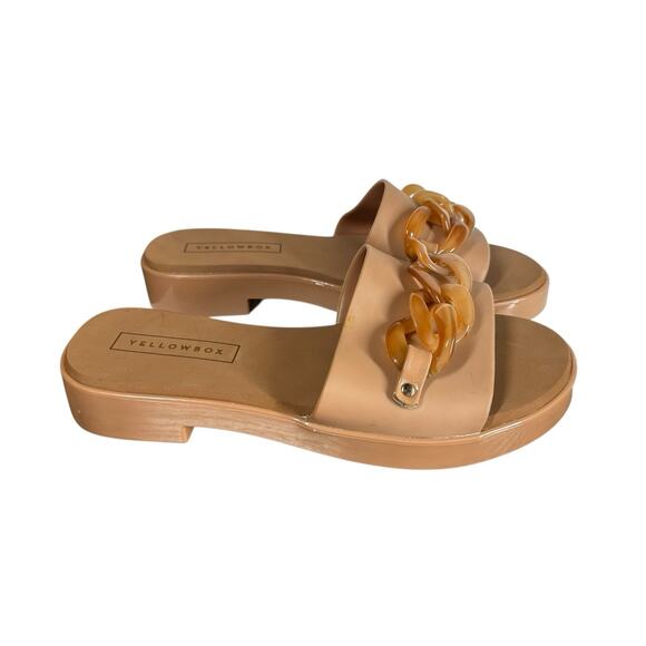 Yellow Box Shoes - Yellow Box Aulani Jelly Slides Sandals Womens 7 Nude Almond Tan Resin Chain